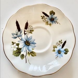 Royal Albert Bone China Saucer, 4 Blue Corn Flower & 5 White Corn Flowers
